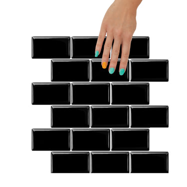 Subway Wall Tile Classic | Black with Soft Grey Grout